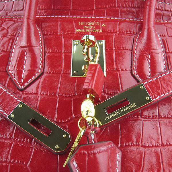 Replica Hermes Birkin 30cm Crocodile Veins Bag Red 6088 On Sale